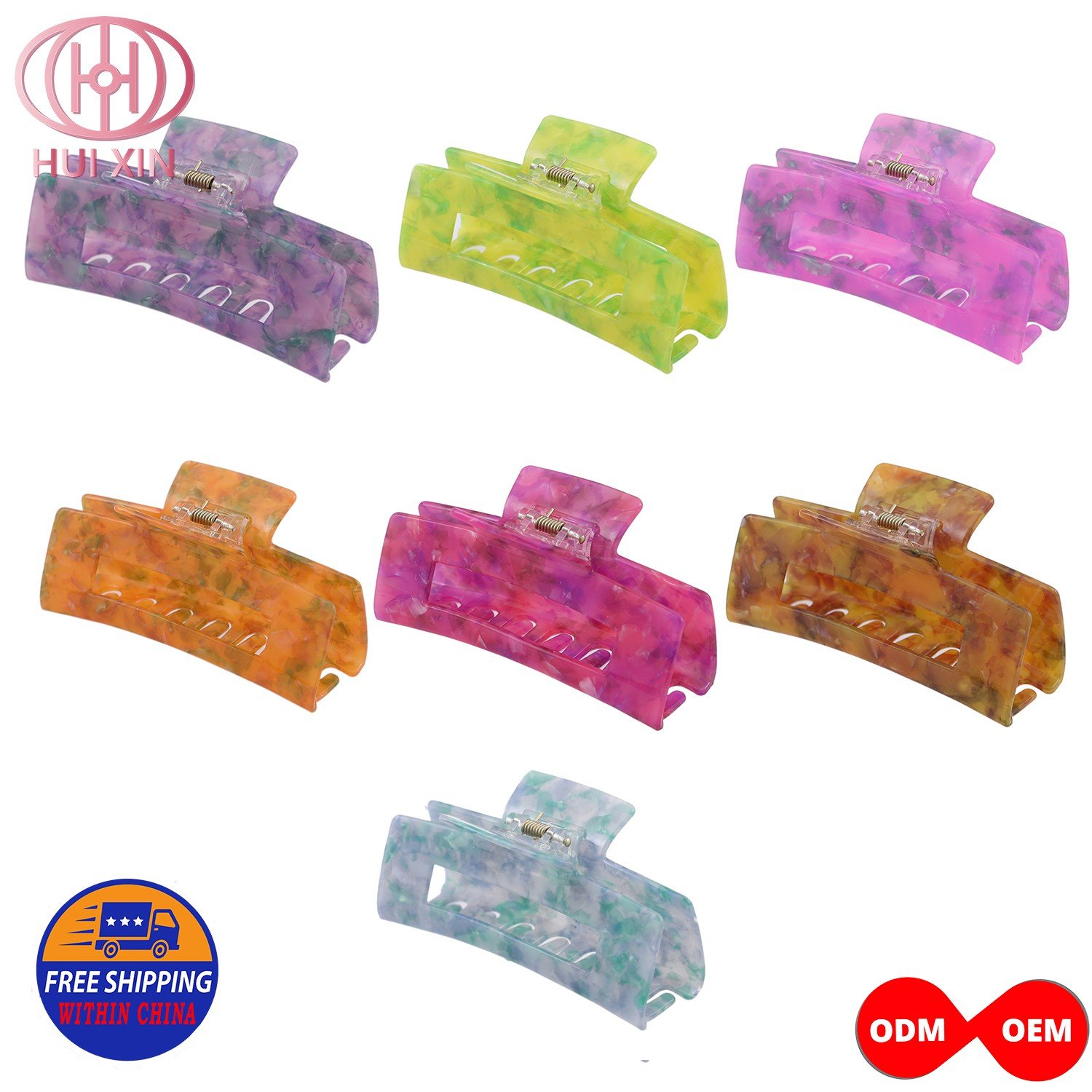 10cm Square Large Hair Claw - Acetate Hair Accessories Manufacturers ...